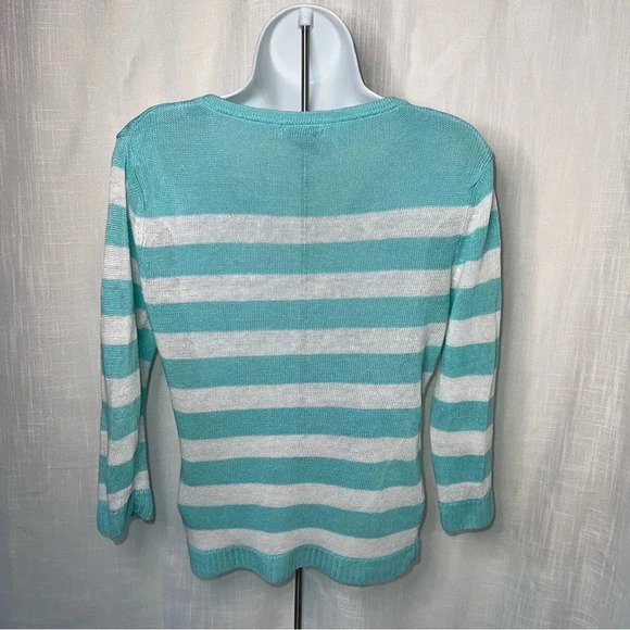 Avalin Linen Striped V Neck Lightweight Sweater Size S - Picture 3 of 4